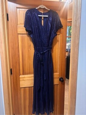Gorgeous Lane Bryant Navy Sequin Jumpsuit Like New!